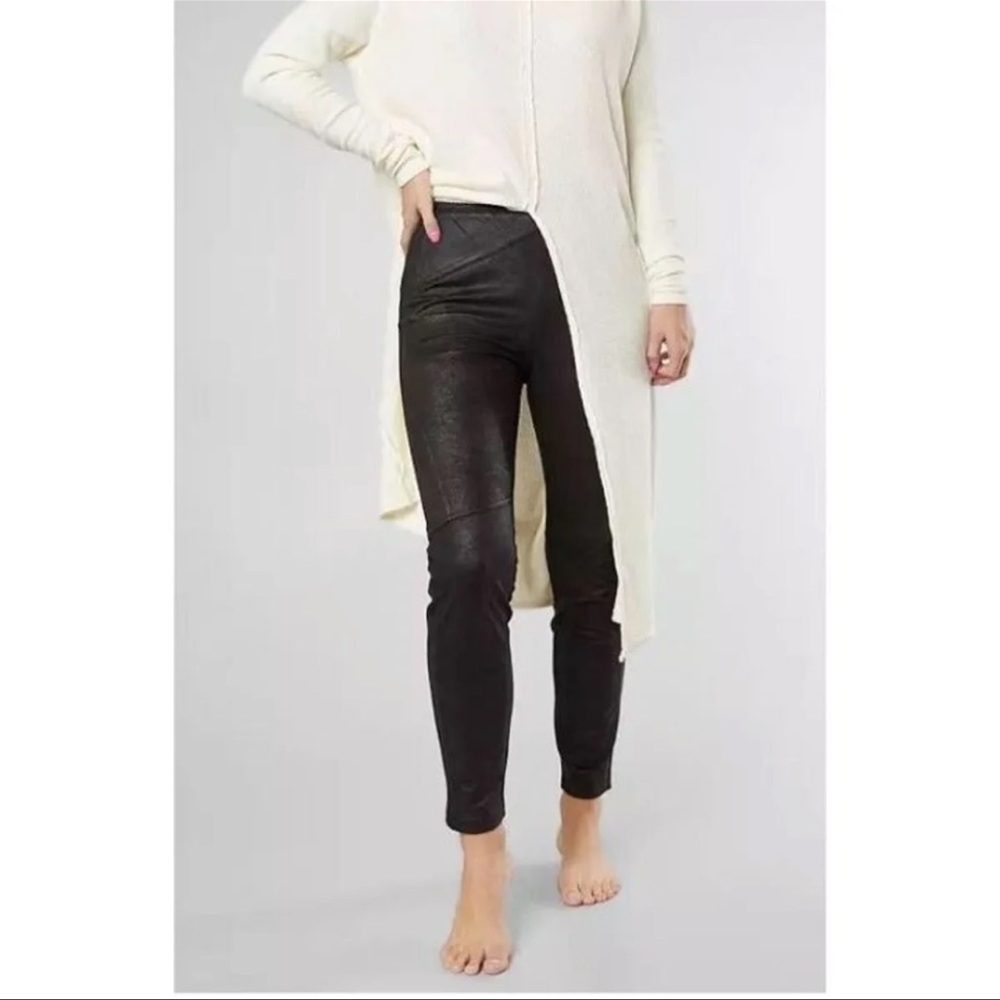 Free People “Never Let It Go” Faux Suede/Leather Leggings NWOT - Picture 3 of 10
